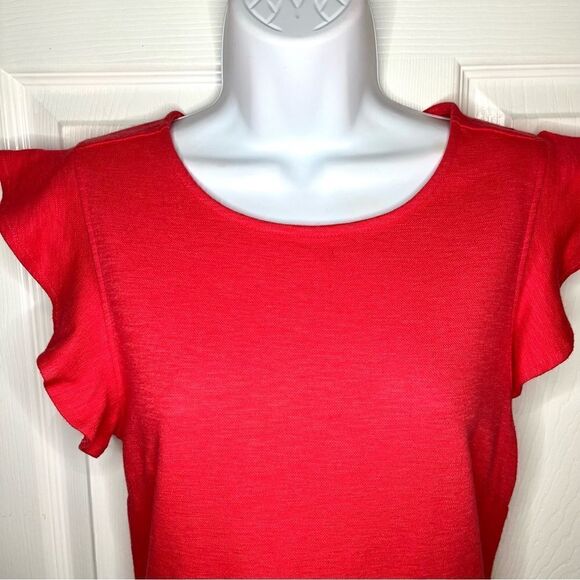 Dip Ruffle Sleeveless Stretchy Sporty Dress Orange Red 8 - Picture 4 of 9